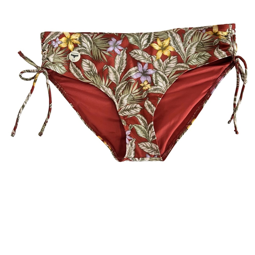 NWT Aeropostale Red Tropical Floral Bikini Bottoms, size XL